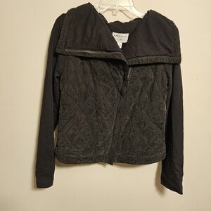 Marrakech Anthropologie Black Quilted Phoebe Jacket Small Asymmetrical Zip up